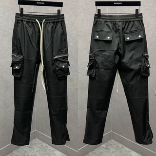 Quần túi hộp cargo pants nam kaki thêu túi zip cúc khoá dọc hai bên đùi phối zip ống dáng suông CP04P