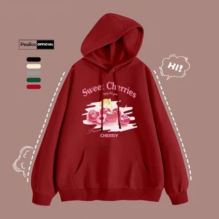 Áo Hoodie Cherries Nam Nữ By PEABOO Unisex Chất Nỉ Lót Bông Mũ 2 Lớp Form Rộng