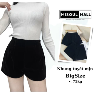 Quần Short Nhung Cạp Cao Bigsize MiSoul Mall , Quần Đùi Nhung Cao Cấp Ống Rộng, Khóa Sau 2 Lớp 113