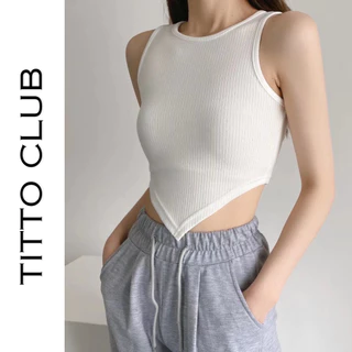 Áo Croptop Thun Tăm Vạt Nhọn - Titto Closet