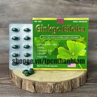 [Xanh Lá] Viên uống bổ não GINKGO BILOBA 240 giúp tăng cường trí nhớ, tăng tuần hoàn máu não, ngừa tai biến – HỘP 100v