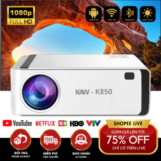 Máy Chiếu Mini KAW K850 Hệ Điều Hành Android, Kết nối máy tính, điện thoại, Full HD 1080 - Bảo Hành 12 tháng