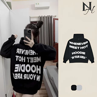 Áo Hoodie Whenever In Sơn Chất Nỉ Bông Mũ 2 Lớp Bo Ống Dày Dặn Form Rộng Mùa Đông Mặc Cặp Đôi Unisex Hotrend 2023