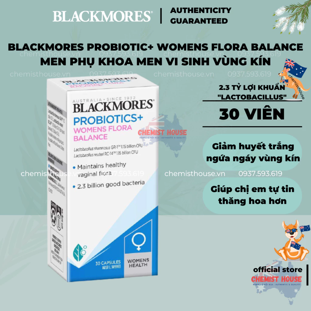 [Hàng Chuẩn ÚC] Viên uống men phụ khoa vi sinh "vùng kín" cho phụ nữ & BẦU- BLACKMORES PROBIOTICS FLORA