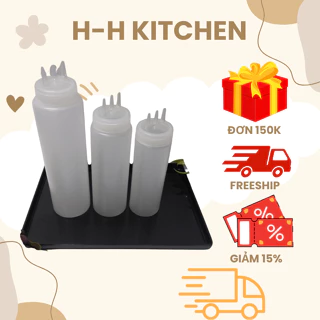 [Hàng sẵn ] Chai nhựa đựng sốt dạng sệt 3 đầu xịt, Bình đựng tương ớt, tương cà 3 tia xịt 360ml/500ml/700ml/1000ml