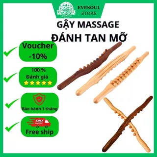 Gậy Đánh Tan Mỡ Bụng, cây Massage cổ vai gáy, đồ dụng cụ massage lưng, cổ, bụng, chân, toàn thân bằng gỗ cầm tay cao cấp