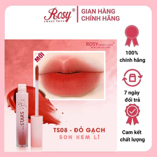 [Tặng Kèm Cọ Tán Son] Son Kem Star Rosy Sweet Love Màu Đỏ Gạch Không Chì Cho Đôi Môi Mềm Mại, Lâu Trôi, Bền Màu