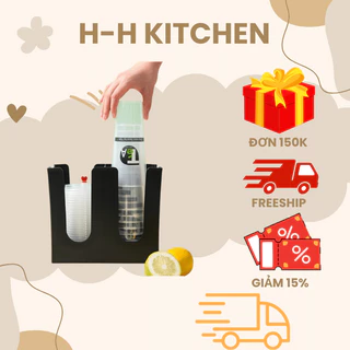 Kệ đựng ly, cốc trà sữa, kệ ống hút nhựa ABS đúc nguyên khối loại xéo/ ngang 2 ngăn H.H KITCHENWARE