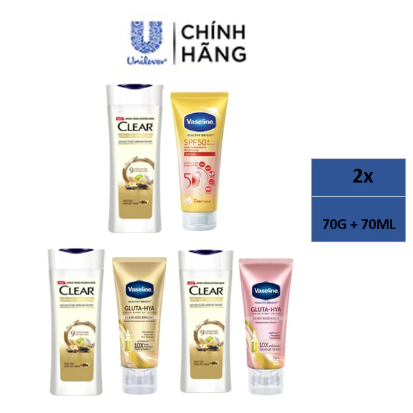 [HB GIft - BW] Dầu Gội Clear 70g + Dưỡng thể Vaseline 70ml