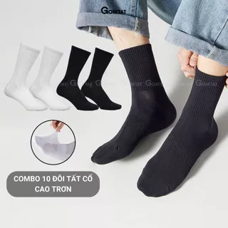 Combo 10 đôi tất vớ cổ cao nam nữ trơn màu GOMTAT chất liệu cotton cao cấp, hút ẩm thoáng khí - GOM-KLB-TRONCAO-CB10