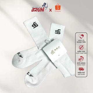 Tất thể thao cotton SEY màu trắng - BRUN