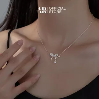 Dây chuyền bạc 925 xi bạch kim vòng cổ Ribon-AURA SILVER-DC52