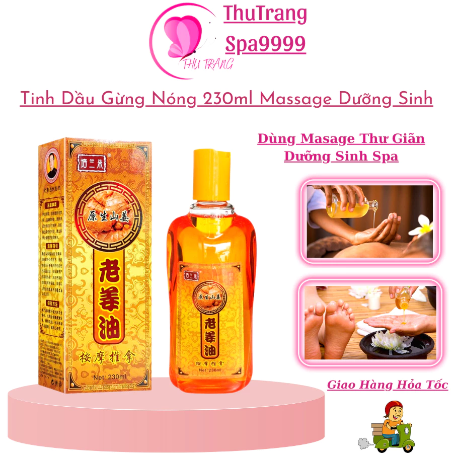 Tinh Dầu Gừng Nóng Chai 180ml Massage Body | Đả Thông Kinh Lạc Giảm Béo Dưỡng Sinh Spa
