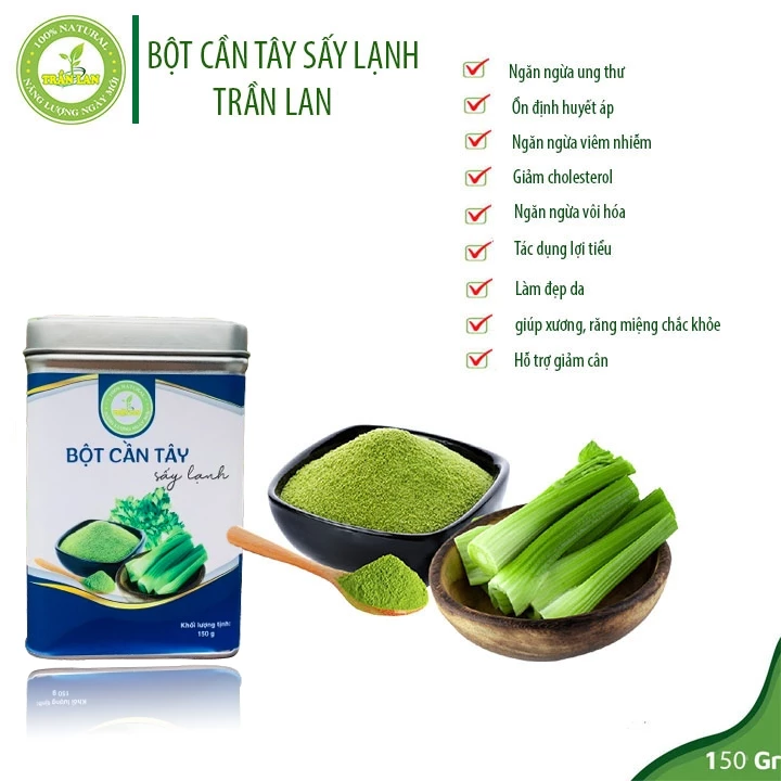 Bột cần tây Sấy Lạnh nguyên chất 100%  giảm cân, detox, thanh lọc cơ thể [Hộp 150gr]