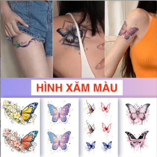 Hình xăm dán tạm thời bướm, bỉ ngạn, mèo 3-5 ngày nhiều mẫu hot