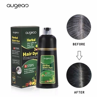 Dầu Gội Phủ Bạc Thảo Dược Nâu hạt dẻ, Đen, Nâu Tóc Augeas 500ml Cover Gray Hair Color Shampoo HV