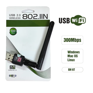 Usb thu wifi có ăng ten, tốc độ lên đến 300Mbps chuẩn 802.11n, thu sóng trong phạm vi 70-250m, phù hợp windows, Mac