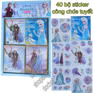 Khay 40 bộ sticker elsa frozen , sticker công chúa tuyết ( 40 bộ x 12 tờ )