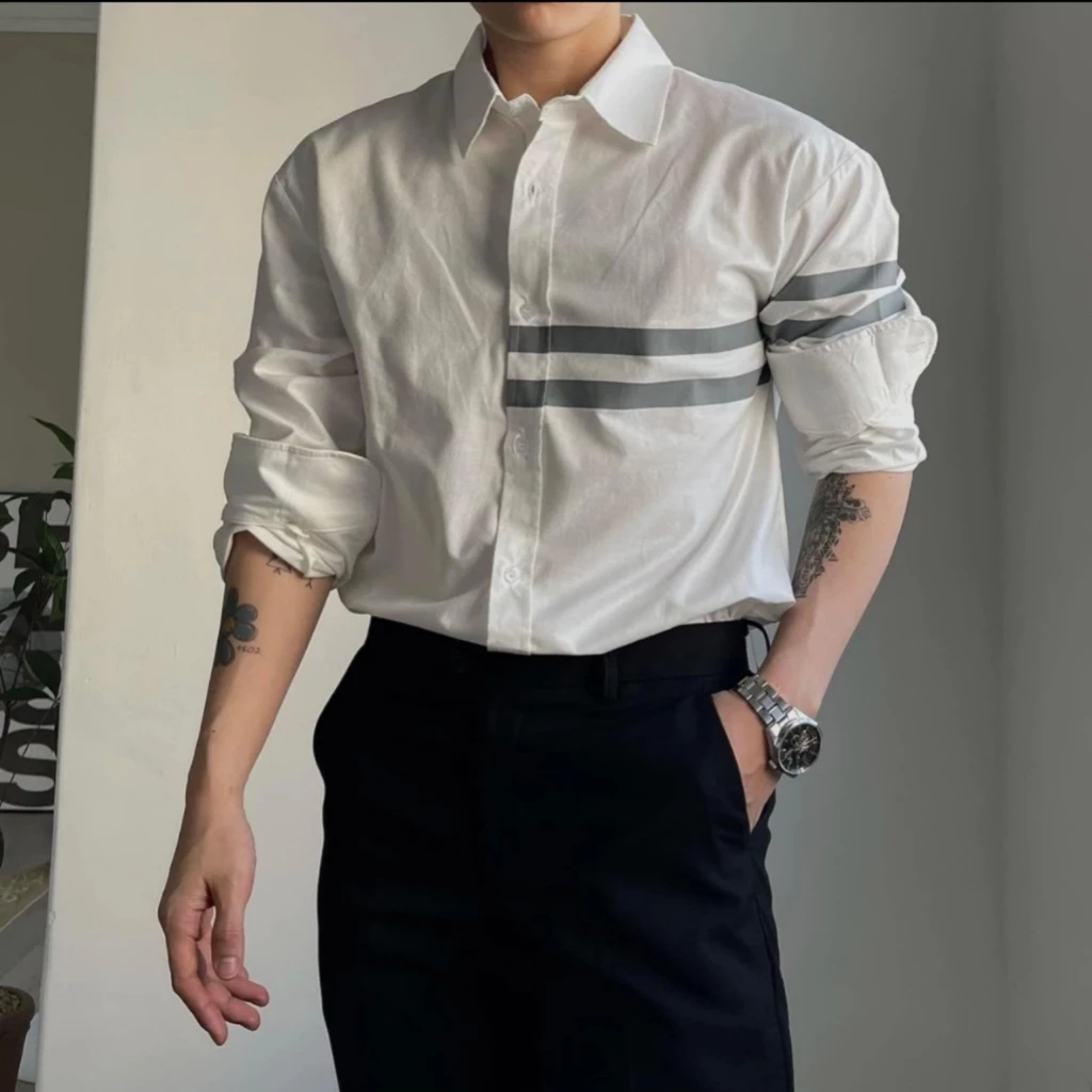 Áo sơ mi nam nữ tay dài vải lụa co dãn phối xọc mẫu mới trẻ trung chuẩn form hàng shop PVT FASHION Hàng QC 2026