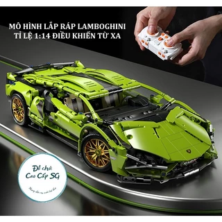 Mô hình lắp ráp siêu xe điều khiển từ xa Lambo tỉ lệ 1:14 có đèn làm quà tặng sinh nhật