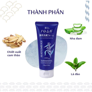 Sữa Rửa Mặt Hatomugi The Medicated Facial Foam Ý Dĩ Ngừa Mụn, Làm Sáng Da 130g