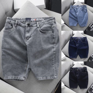 Quần Short Lửng Jeans Thun Ống Suông Co Giãn Nam Bigsize <140kg