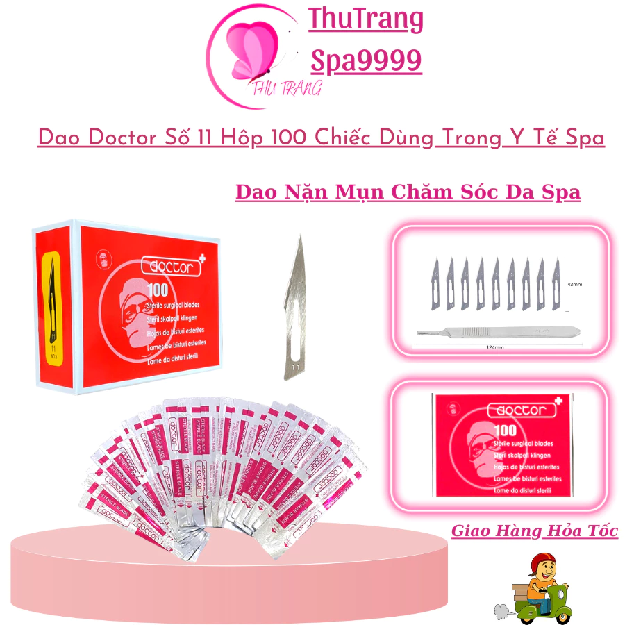 Hôp 100 Chiếc Dao Doctor Số 11 | Hộp Dao Mổ Cắt Đáy Sẹo Rỗ Nặn Mụn Dùng Trong Y Tế Spa