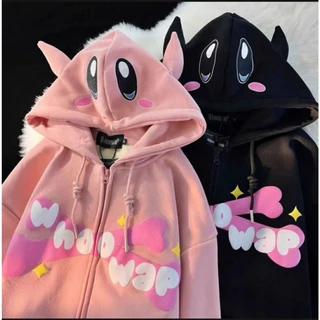 Áo Khóac Hoodie Nam Nữ Khóa Kéo Họa Tiết XƯƠNG CHÉO HỒNG Nón Có Sừng Chất Nỉ Ngoại Dày Dặn Che Nắng Tránh Mưa Cực Tốt TP