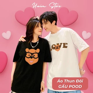 [VẢI 250 GSM] Áo Thun Đôi Gấu Pooh Vải Cotton 100% Định Lượng Vải 250Gsm Cao Cấp Co Giãn 2 Chiều Unim Store