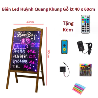 ( Kho Sỉ ) Biển Led Huỳnh Quang khung gỗ kt 40 x 60cm ( Tặng full phụ kiện )