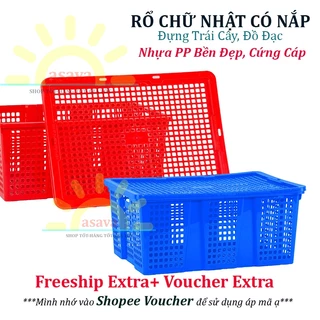 Sóng Nhựa Hở- Rổ Nhựa Chữ Nhật Có Nắp – Khay Nhựa Có Nắp Đậy- Đựng Đồ, Trái Cây, Bền Đẹp, Tiện Dụng.