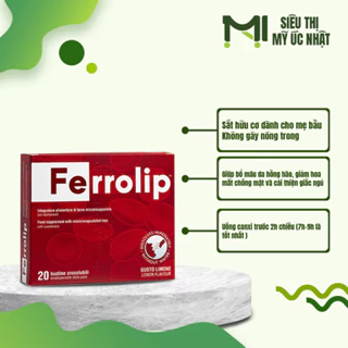 Ferrolip bổ sung sắt cho cơ thể, giảm nguy cơ thiếu máu do thiếu sắt hộp 20 gói x 1.8g