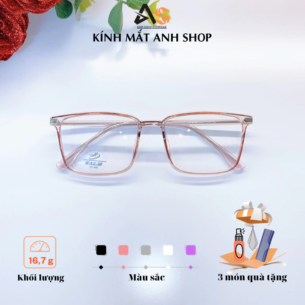 Kính chữ nhật nhựa dẻo lõi kim loại thời trang dành cho cả nam và nữ kính mắt 8307A