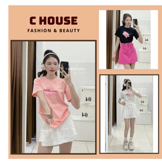 Áo thun baby tee chất borip trẻ trung ,Áo phông form baby tee nữ  3 màu chữ CREATIVE cute C-HOUSE