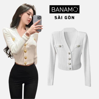 Áo cardigan 2 túi ngực phối  khuy đồng 3427