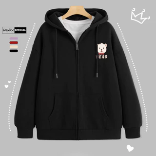 Áo Hoodie Zip, Áo Khoác Nam Nữ Unisex By PEABOO Mã Gấu Bear Chất Nỉ Bông Form Rộng Mũ 2 Lớp