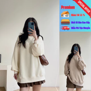 Áo Sweater Nỉ Hàn Cổ Tròn Mềm Mịn, Siêu Ấm Vải Không Xù - Premium