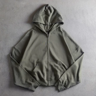 Hoodie BOXY ZIP UP Gori - XÁM RÊU