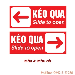 biển báo biển chỉ dẫn - combo 2 sticker dán cửa Kéo Qua (Slide to Open)