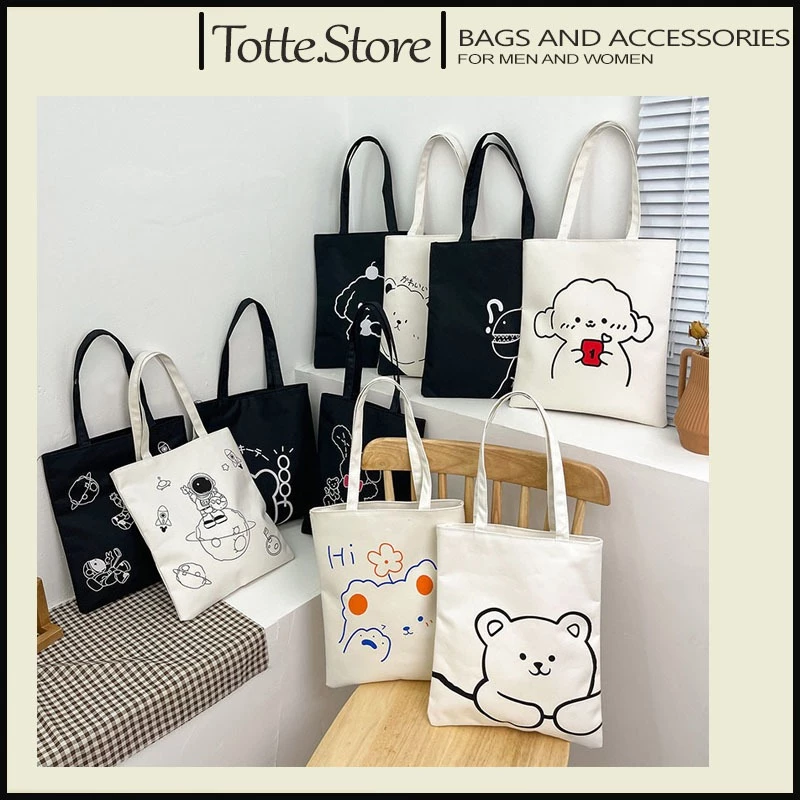 Túi tote vải canvas có khóa kéo + ngăn phụ bên trong đi học đựng đồ đi làm T01 Totte.store