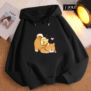 Áo Hoodie Puppy And Duck Nam Nữ By JOLI Unisex Chất Nỉ Lót Bông Mũ 2 Lớp Form Rộng