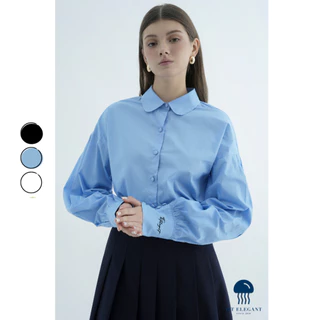 Nabi Shirt - TIT ELEGANT - Áo sơ mi cổ sen tay phồng thêu chữ ống tay