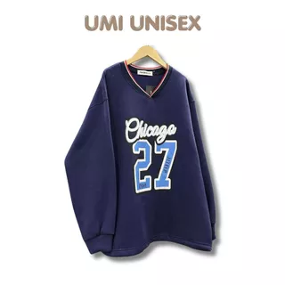 Áo sweater nỉ nam nữ unisex form rộng cổ tym nỉ trần bông in hình số 27 Chicago siêu đẹp