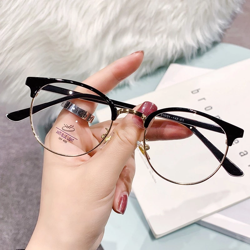MẮT KÍNH NỬA GỌNG GIẢ CẬN NHIỀU MÀU (kèm hộp đựng), GỌNG KÍNH CẬN NỬA VÀNH KIỂU HÀN QUỐC FERADO