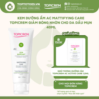 Kem dưỡng ẩm AC Mattifying care Topicrem giảm bóng nhờn cho da dầu mụn 40ml