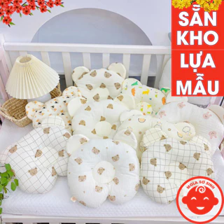 Gối xô muslin TAI GẤU cho bé từ sơ sinh êm ái mềm mại G07