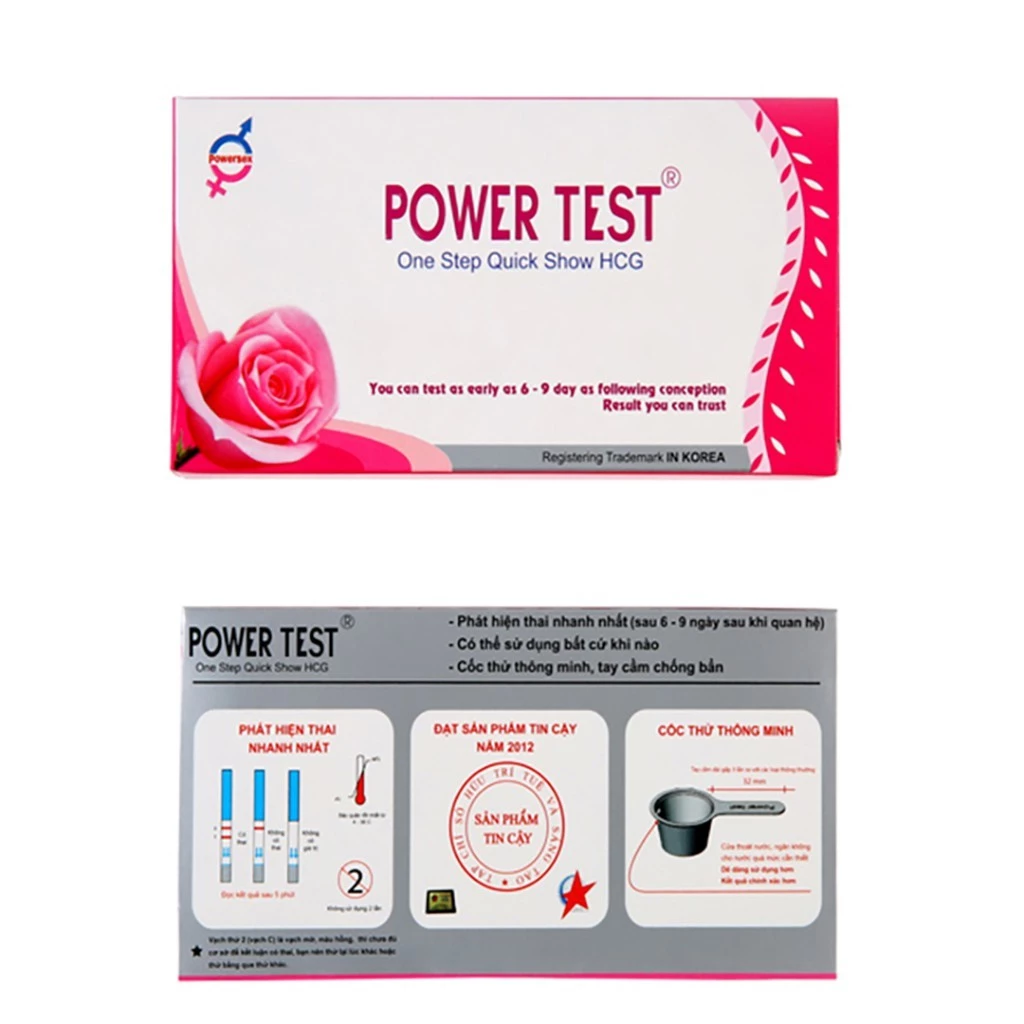 Que test thử thai POWERTEST 5mm hộp 1 que test 1 cốc