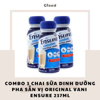 [COMBO 3 CHAI] Ensure Sữa Dinh Dưỡng Pha Sẵn Vị Original Vani 237ml