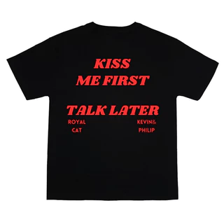 Áo thun oversize unisex Royal Cat Tee “Kiss me first, talk later” phong cách Hàn Quốc trẻ trung năng động cá tính