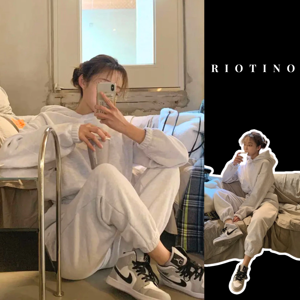 Áo hoodie croptop nữ bo tay dáng Hàn Quốc siêu sinh, áo thu đông nỉ siêu ấm RIOTINO A005